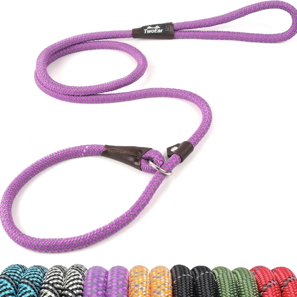 Purple Rope Slip Dog Collar Leash